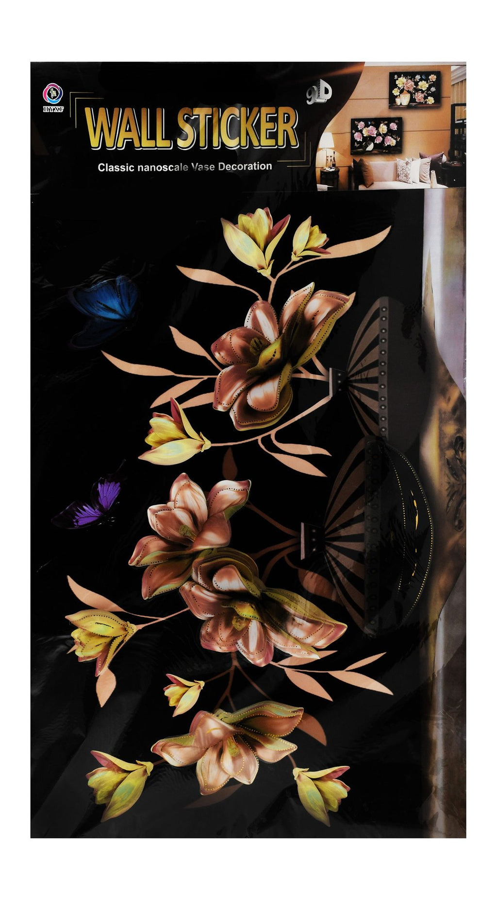 HYXF Assorted Flowers & Vase Print 9D Wall Stickers