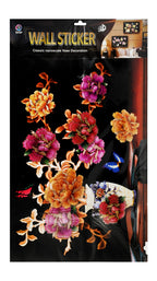 HYXF Assorted Flowers & Vase Print 9D Wall Stickers