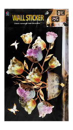 HYXF Assorted Flowers & Vase Print 9D Wall Stickers