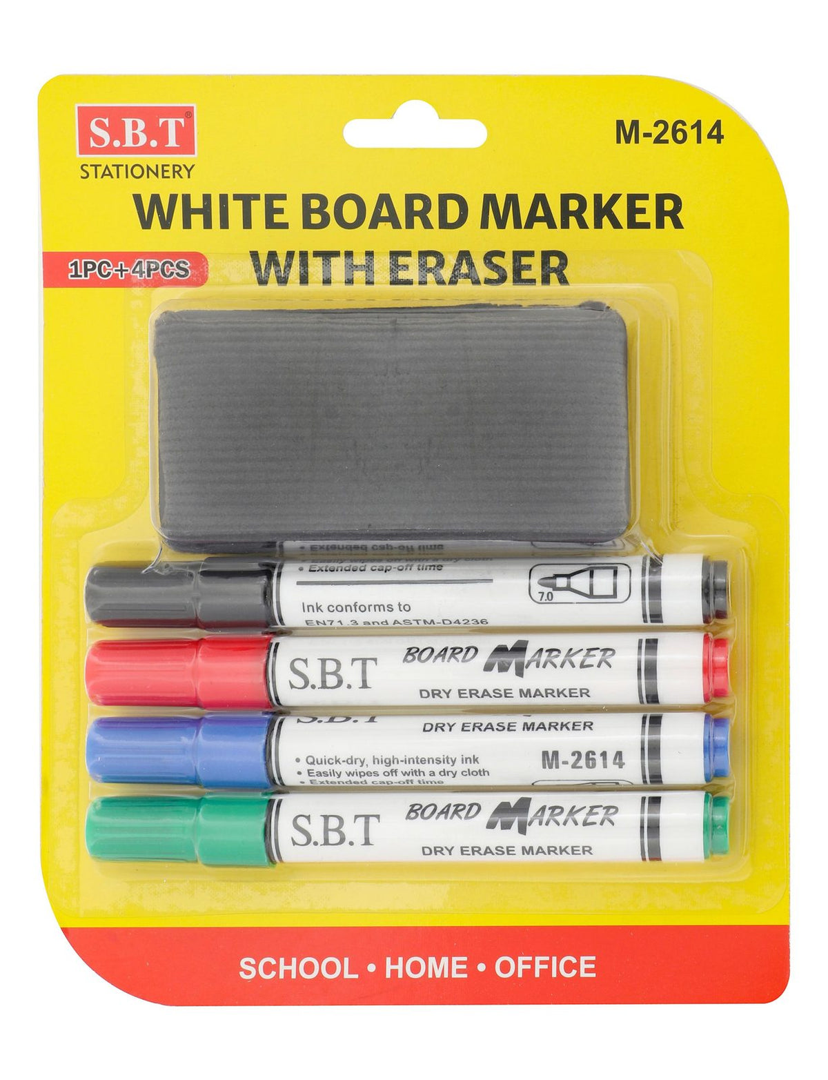 Tohama Whiteboard Markers Round Tip – 4 Colors + Eraser, M-2614