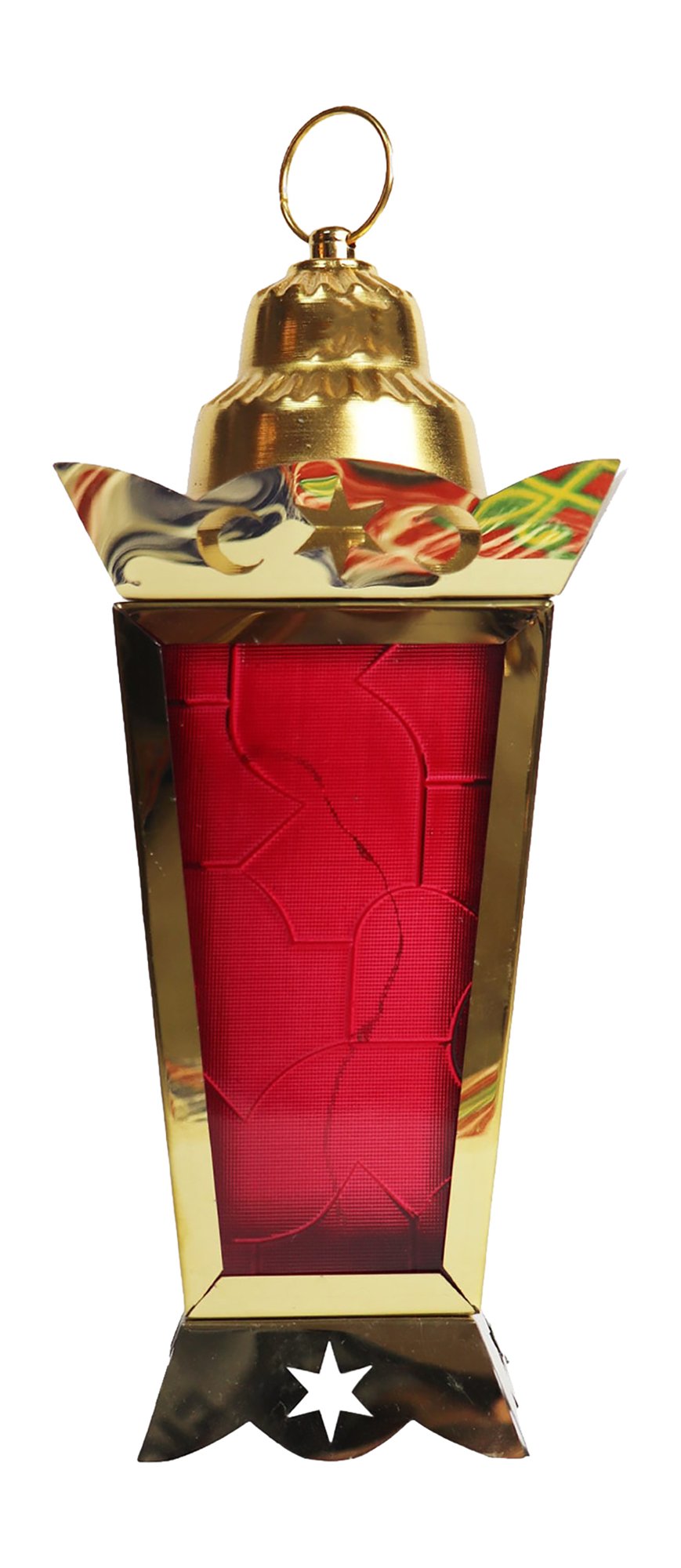 Gold & Red Ramadan Metal Lantern