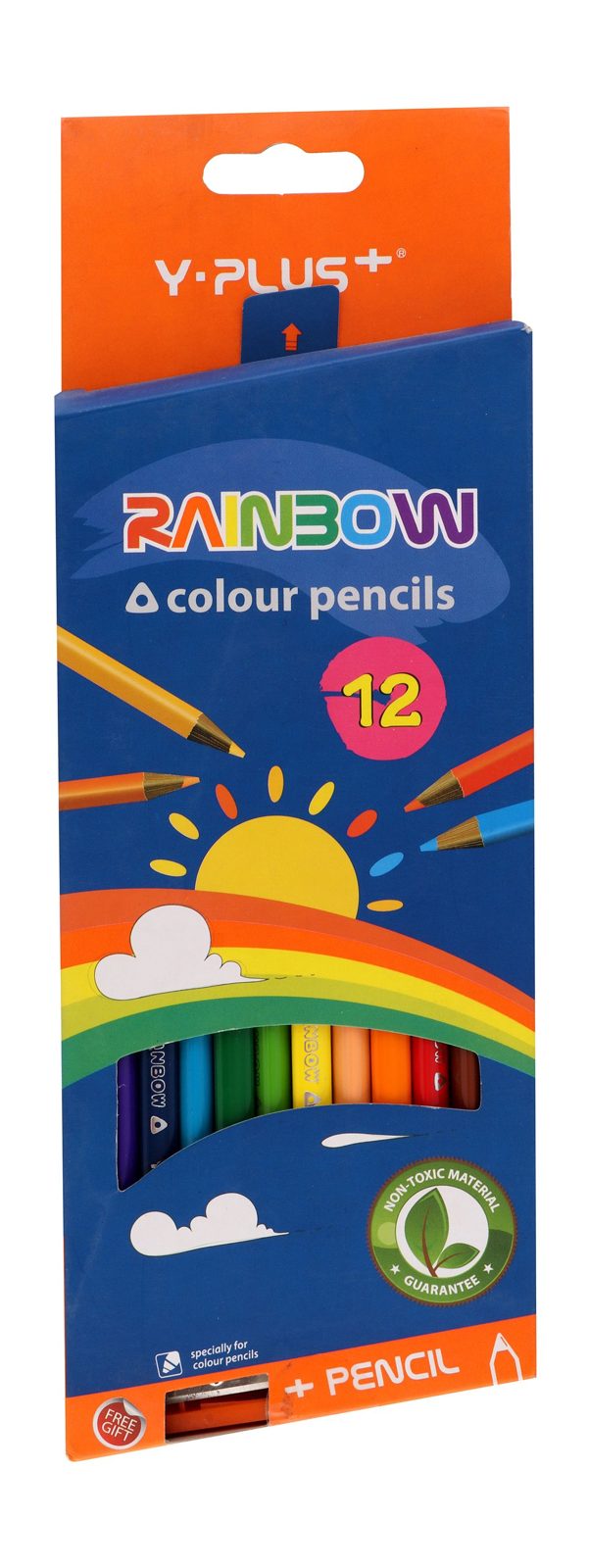 Y-Plus Wooden Colored Pencils – 12 Colors + Sharpener