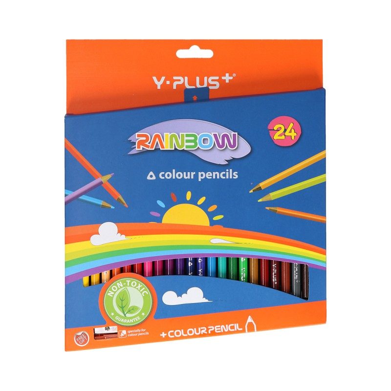 Y-Plus Wooden Colored Pencils – 24 Colors + Sharpener