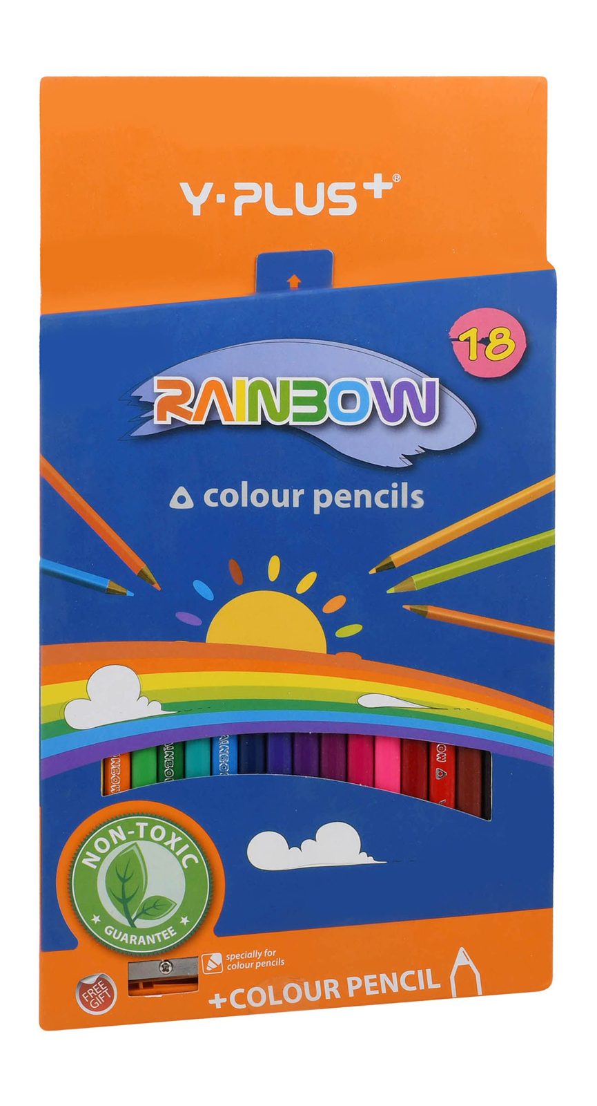 Y-Plus Wooden Colored Pencils – 18 Colors + Sharpener