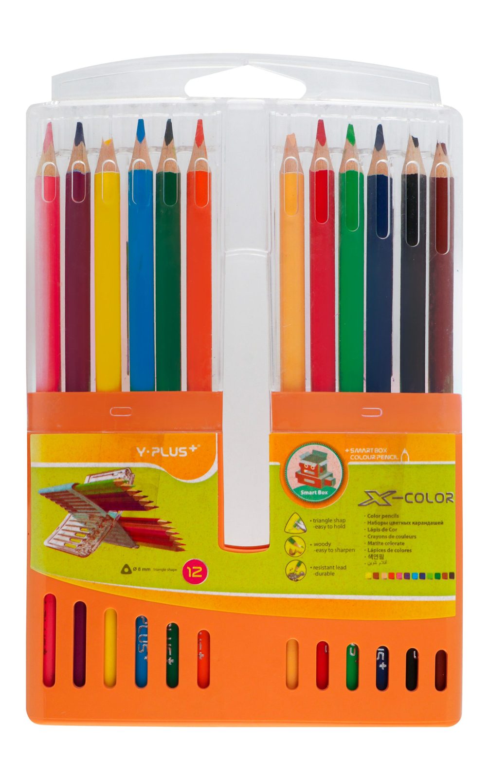 Smart Box Wooden Colored Pencils – 12 Colors, Clear Case