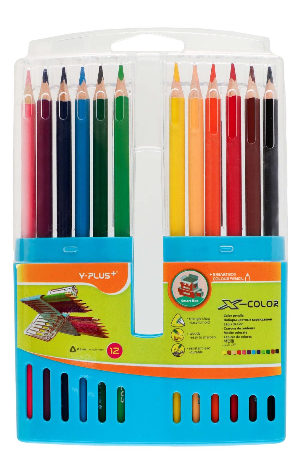 Smart Box Wooden Colored Pencils – 12 Colors, Clear Case