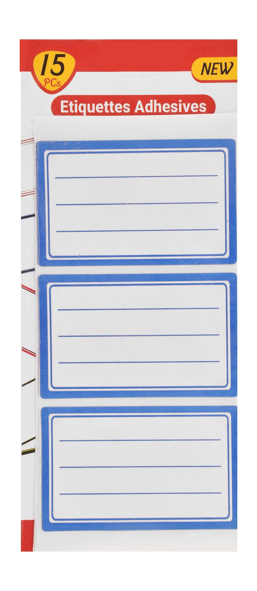 Discovery Blue Adhesive Name Labels with Arabic School Schedule – 45 Pieces