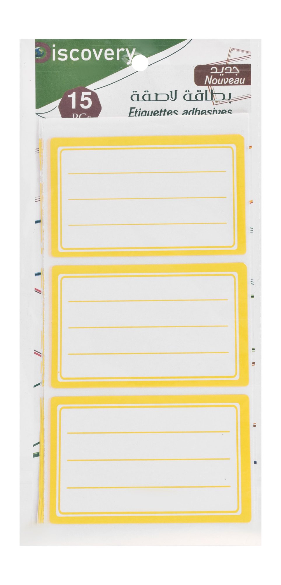 Discovery Blue Adhesive Name Labels with Arabic School Schedule – 45 Pieces