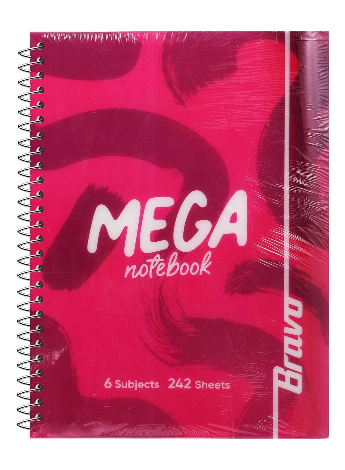 Bravo Mega Pink Spiral 6 Subject Lined Notebook – 242 Sheets