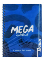 Bravo Mega Pink Spiral 6 Subject Lined Notebook – 242 Sheets