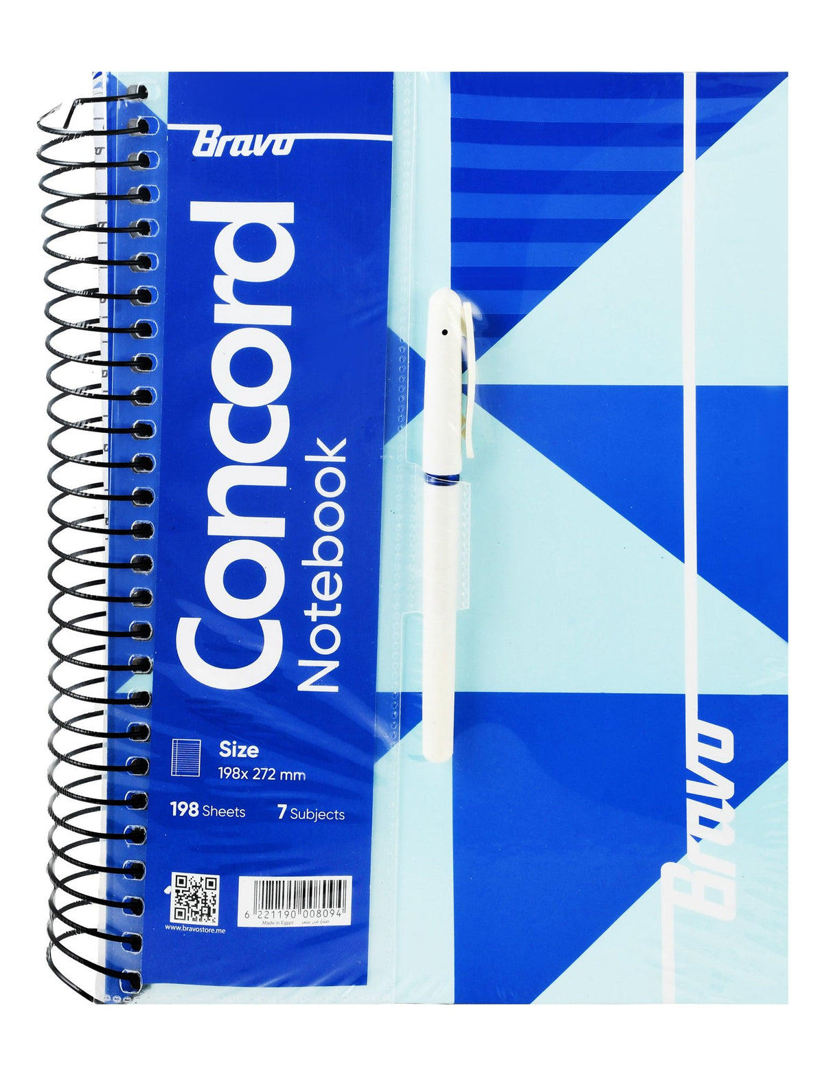 Bravo Concord Spiral 7 Subject Notebook with Pen – 198 Sheets