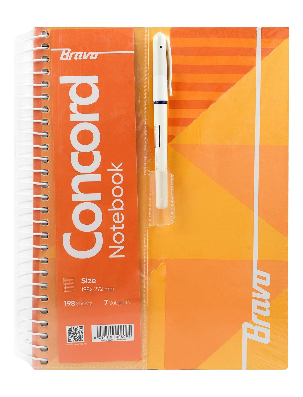 Bravo Concord Spiral 7 Subject Notebook with Pen – 198 Sheets