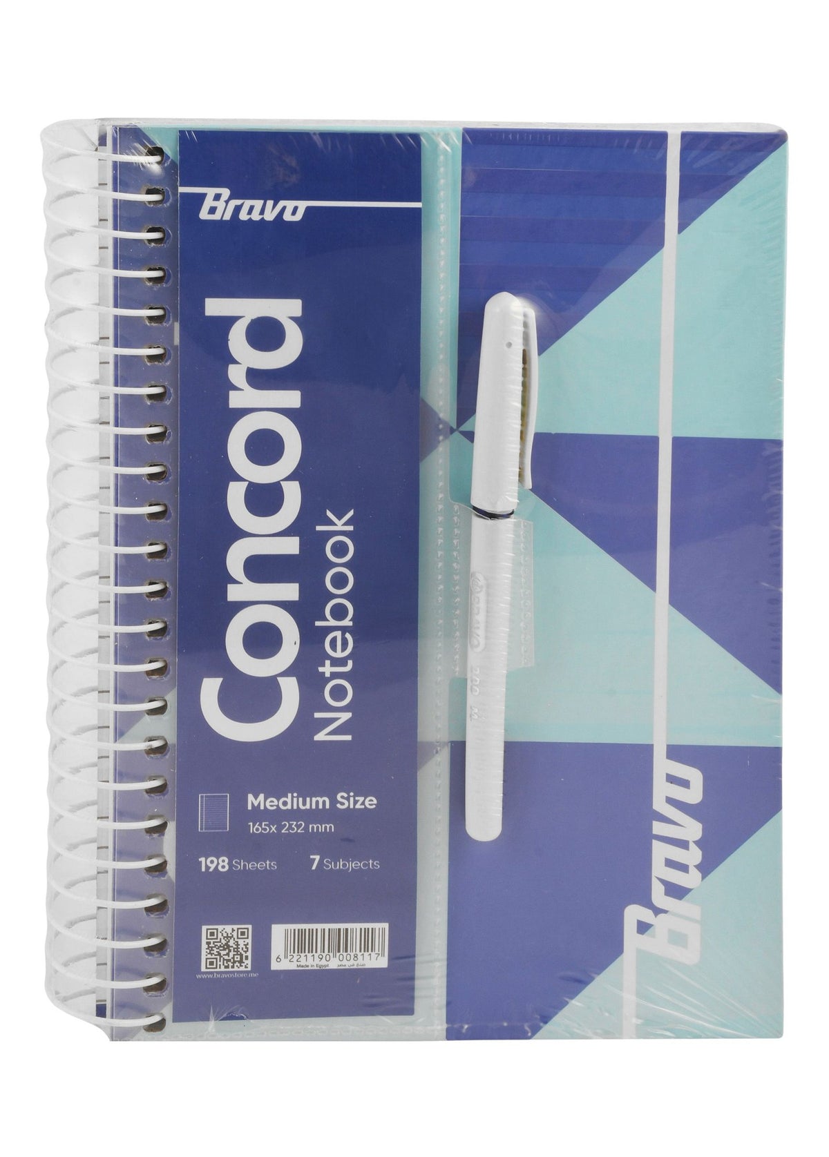 Bravo Concord Spiral 7 Subject Notebook with Pen – 198 Sheets