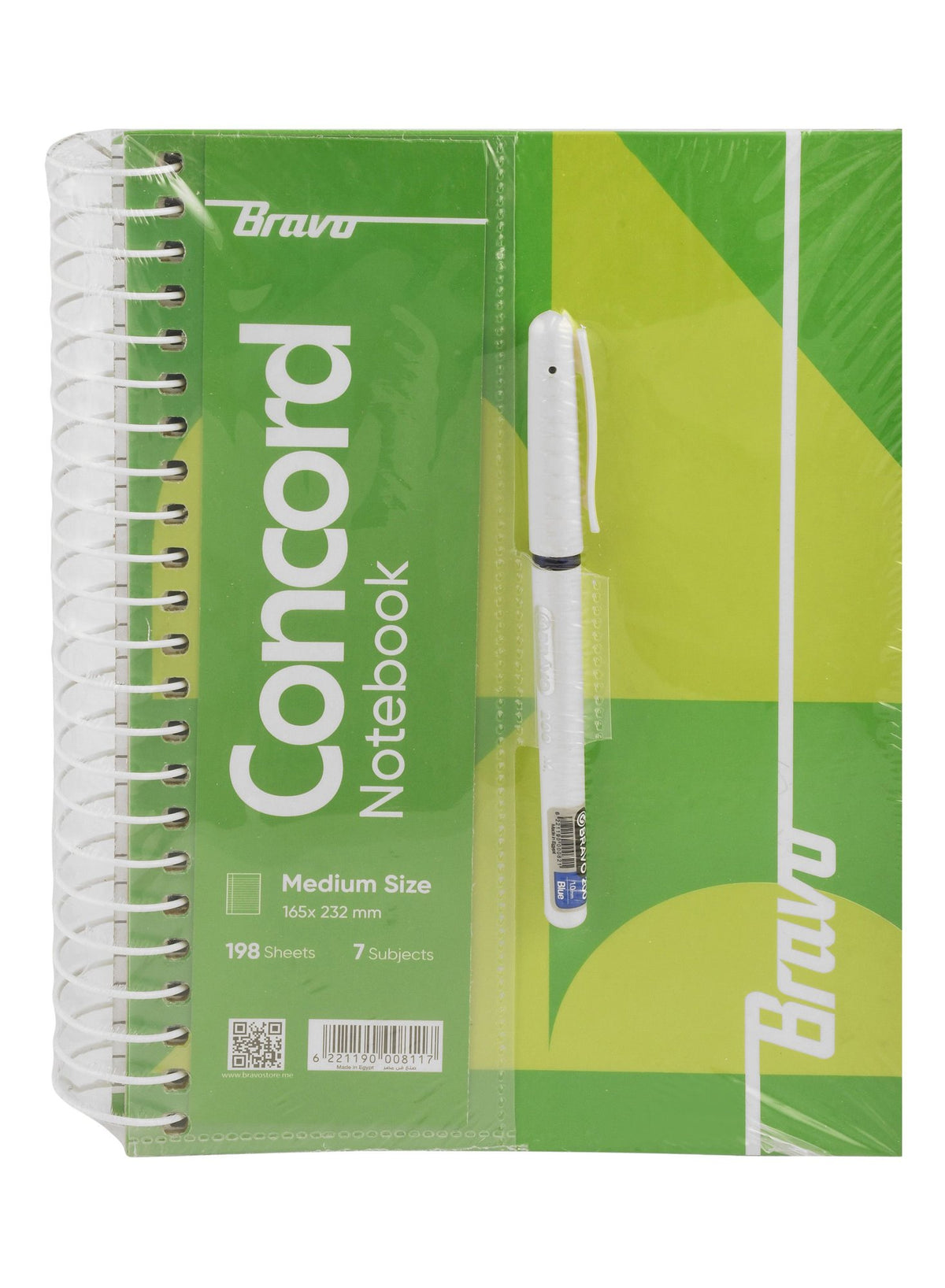Bravo Concord Spiral 7 Subject Notebook with Pen – 198 Sheets