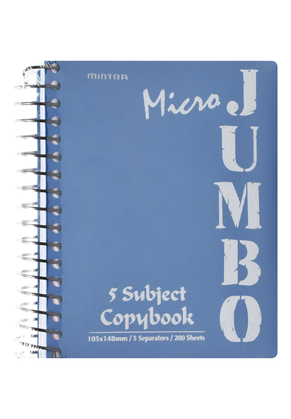 Mintra Micro Jumbo A6 Light Blue Spiral 5 Subject Single Lined Notebook – 200 Sheets