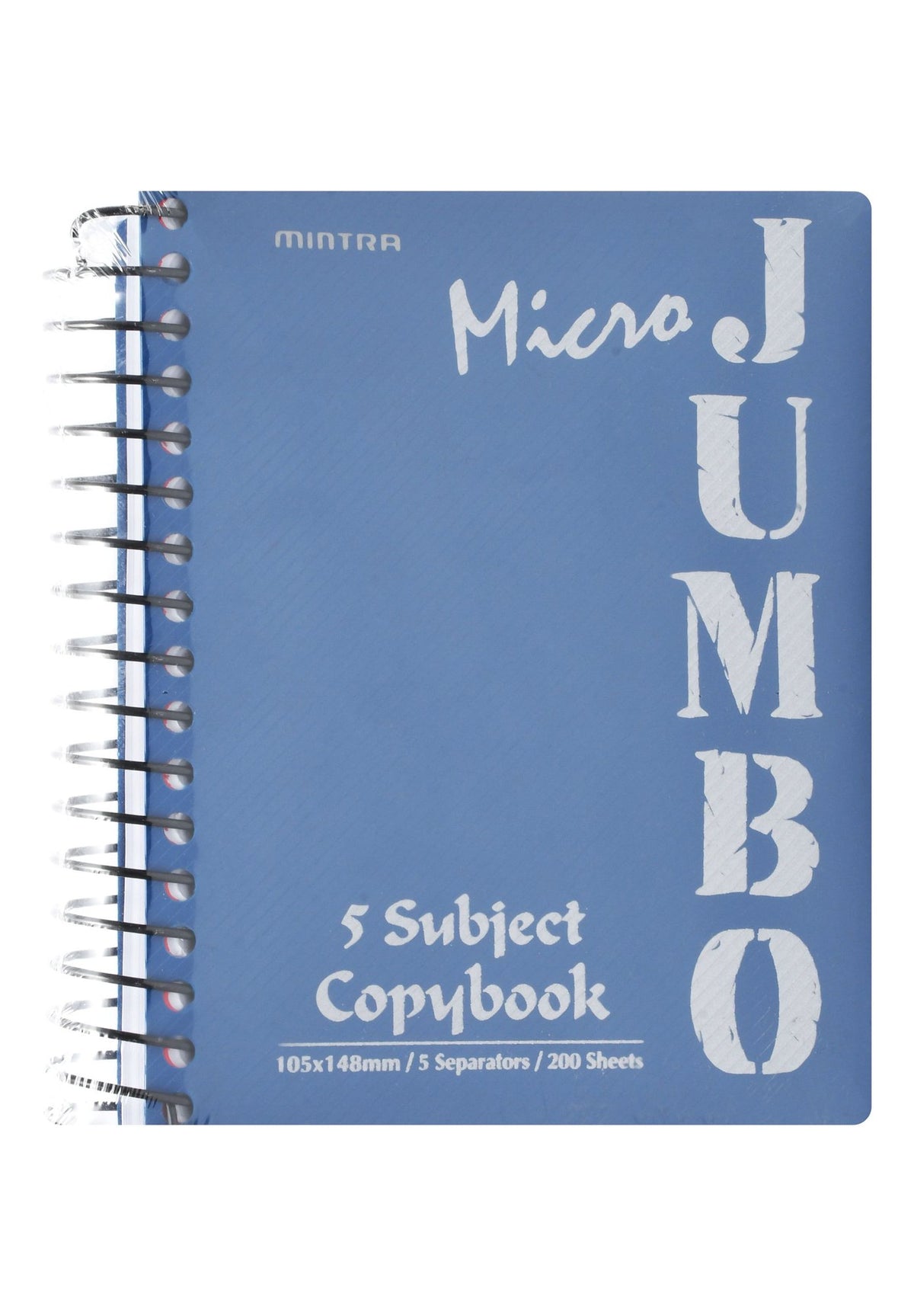 Mintra Micro Jumbo A6 Light Blue Spiral 5 Subject Single Lined Notebook – 200 Sheets