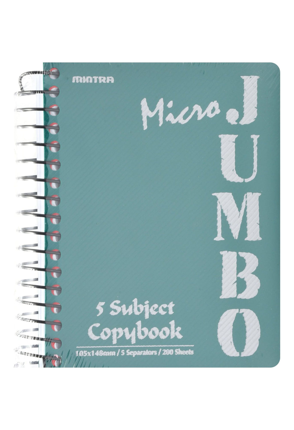 Mintra Micro Jumbo A6 Light Blue Spiral 5 Subject Single Lined Notebook – 200 Sheets