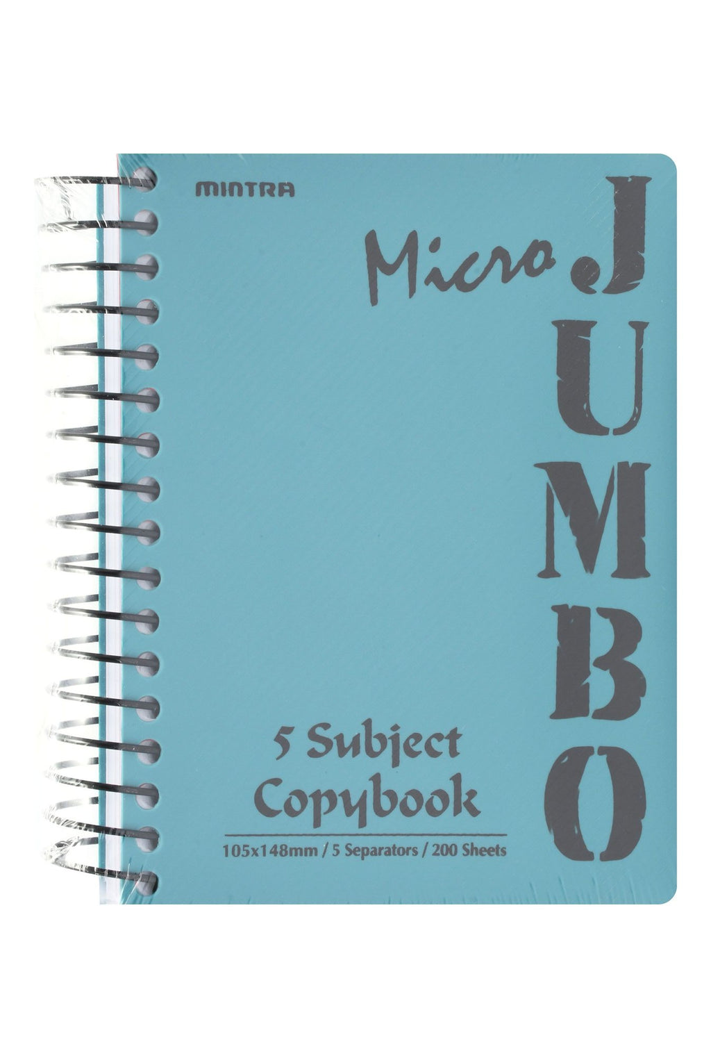 Mintra Micro Jumbo A6 Light Blue Spiral 5 Subject Single Lined Notebook – 200 Sheets