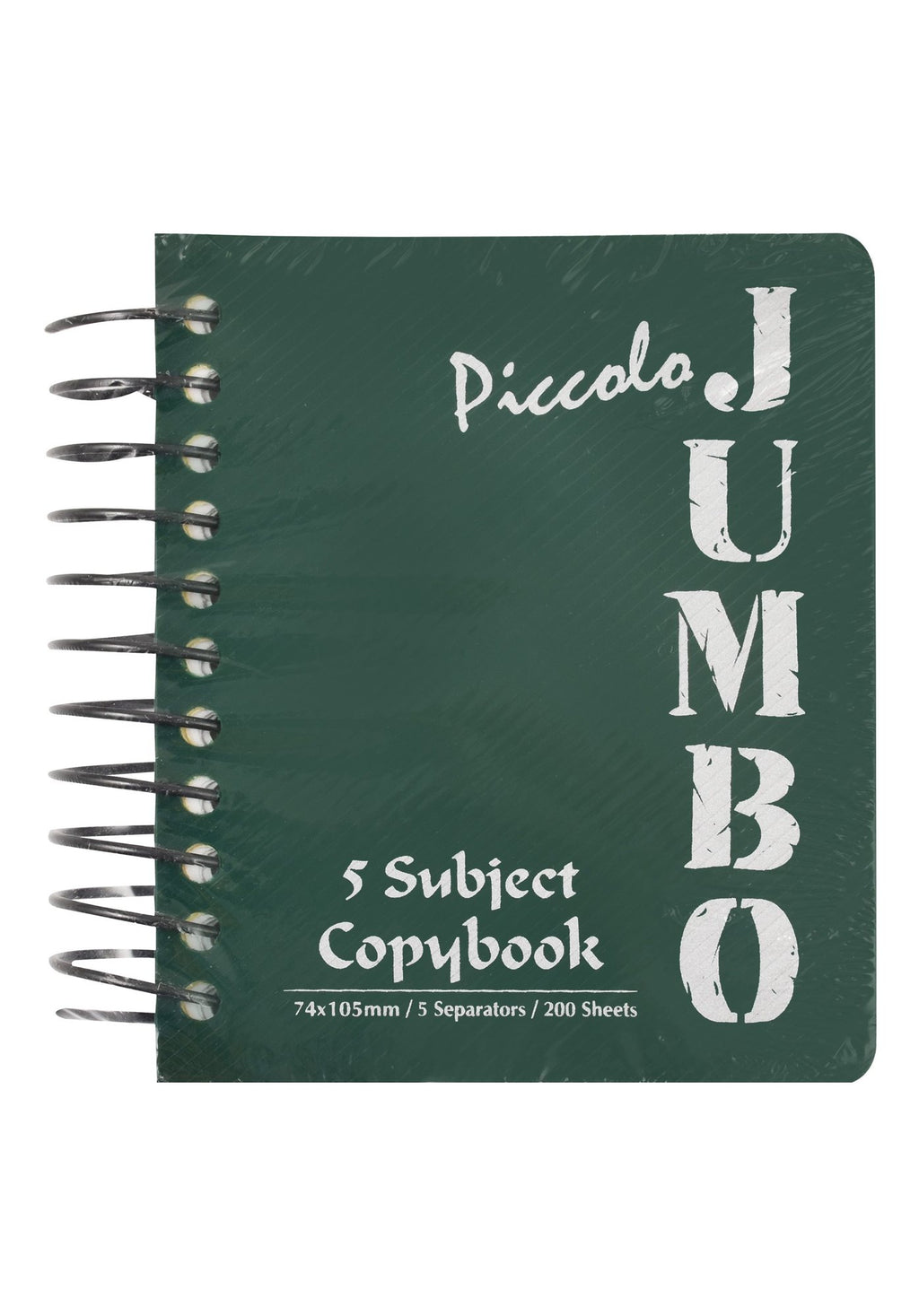 Mintra Piccolo Jumbo A7 Green Spiral 5 Subject Lined Copybook – 200 Sheets