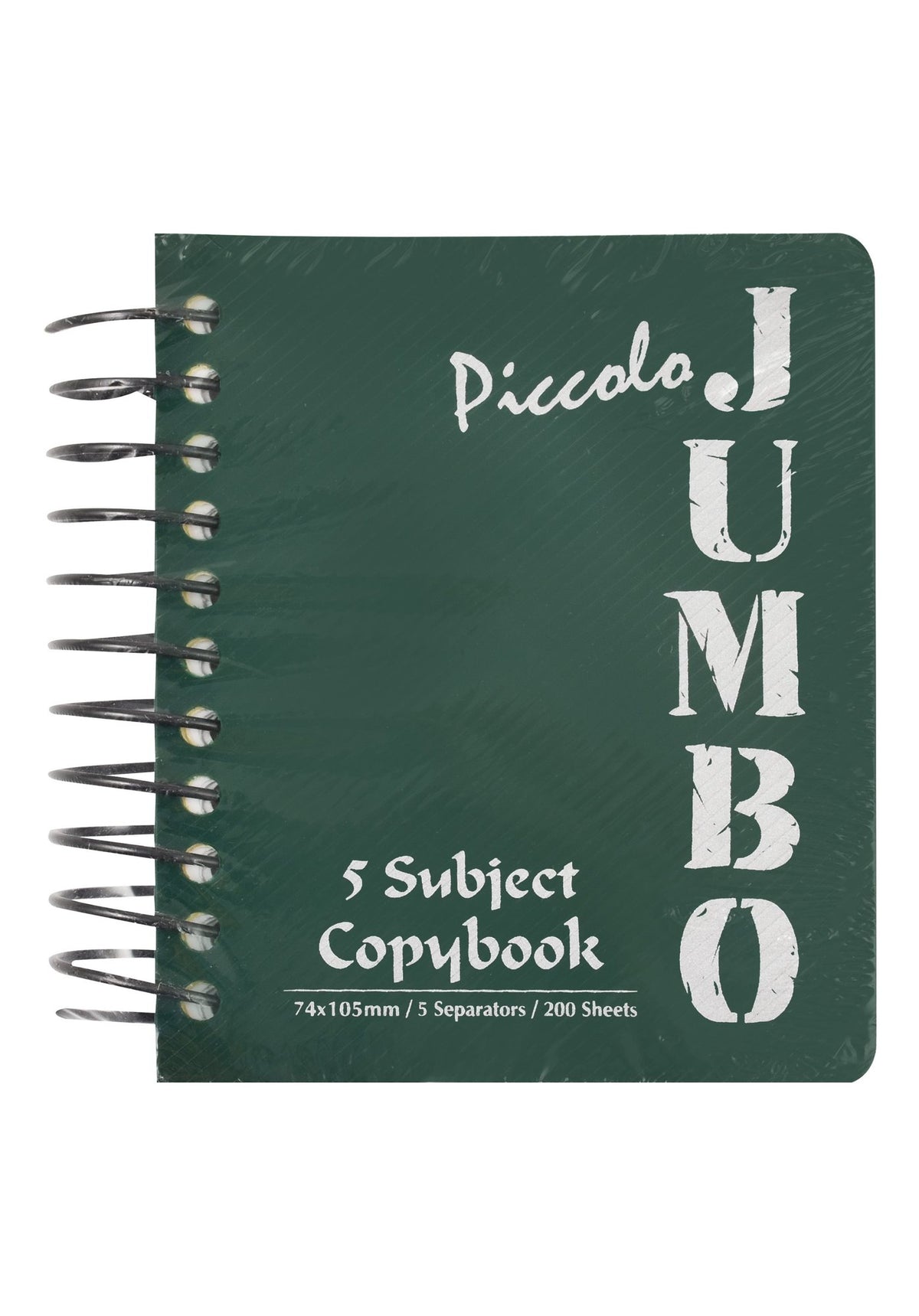 Mintra Piccolo Jumbo A7 Green Spiral 5 Subject Lined Copybook – 200 Sheets