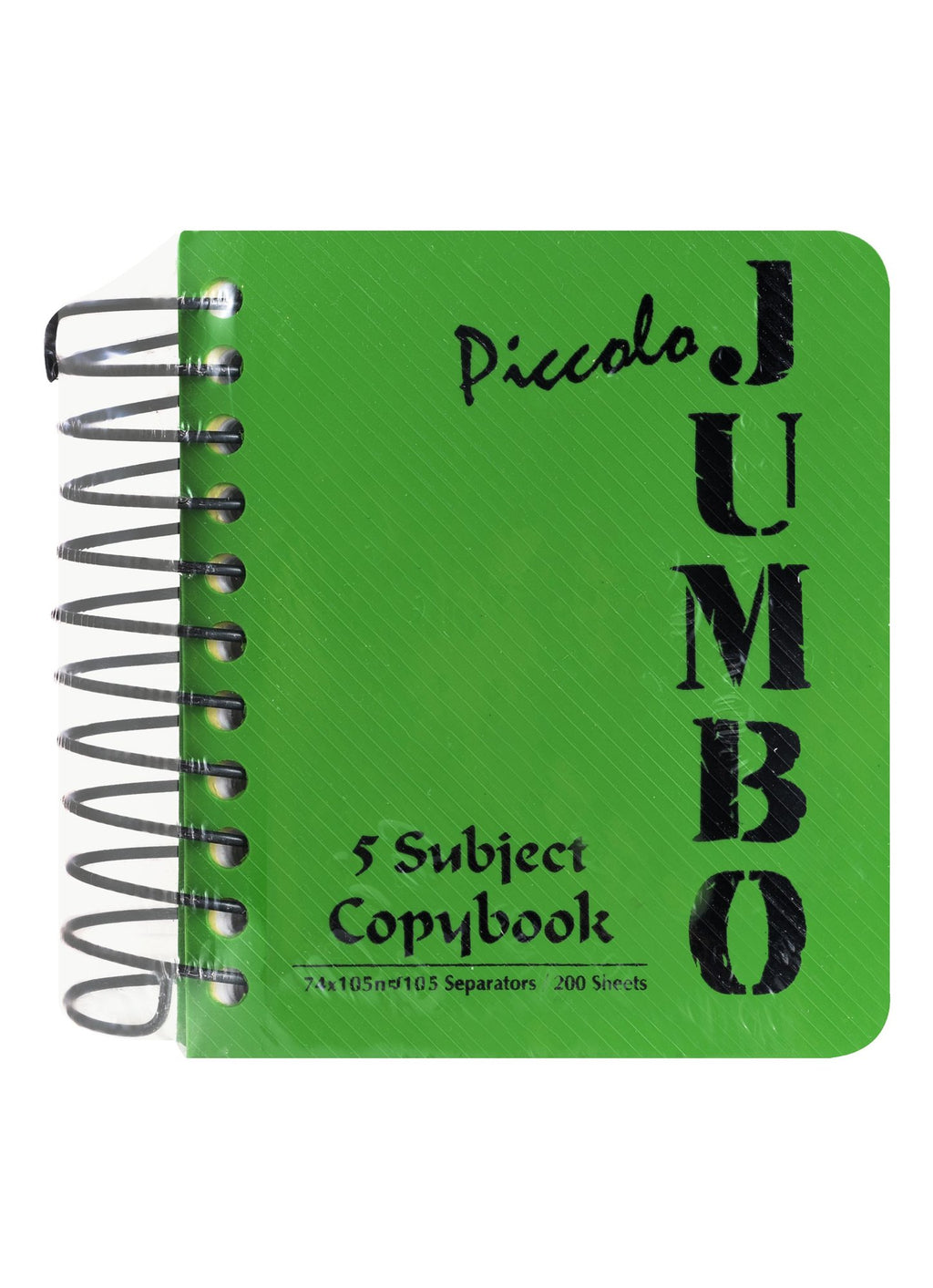 Mintra Piccolo Jumbo A7 Green Spiral 5 Subject Lined Copybook – 200 Sheets
