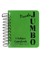 Mintra Piccolo Jumbo A7 Green Spiral 5 Subject Lined Copybook – 200 Sheets