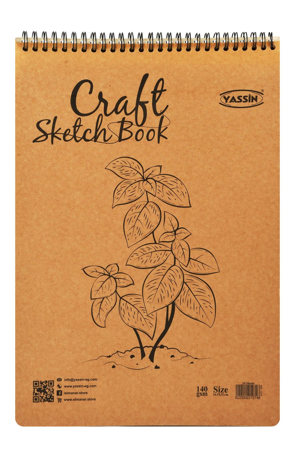 Yassin Kraft Sketchbook – 24 Sheets, Wire-Bound, 140 gsm
