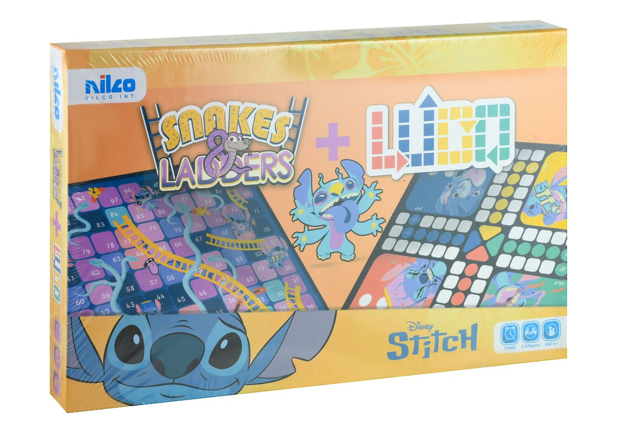 Disney Stitch Snakes & Ladders + Ludo 2-in-1