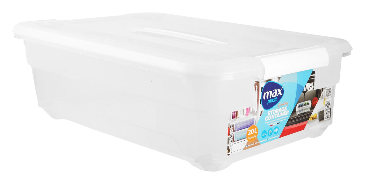 Max Plast Everything Clear & White 20L Storage Container – 17x50x38cm