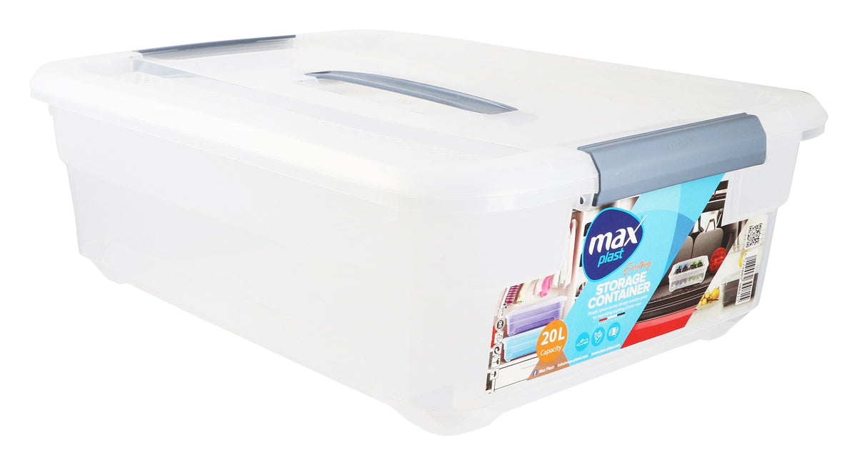 Max Plast Everything Clear & White 20L Storage Container – 17x50x38cm