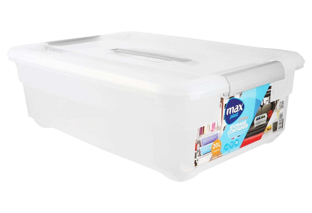 Max Plast Everything Clear & White 20L Storage Container – 17x50x38cm