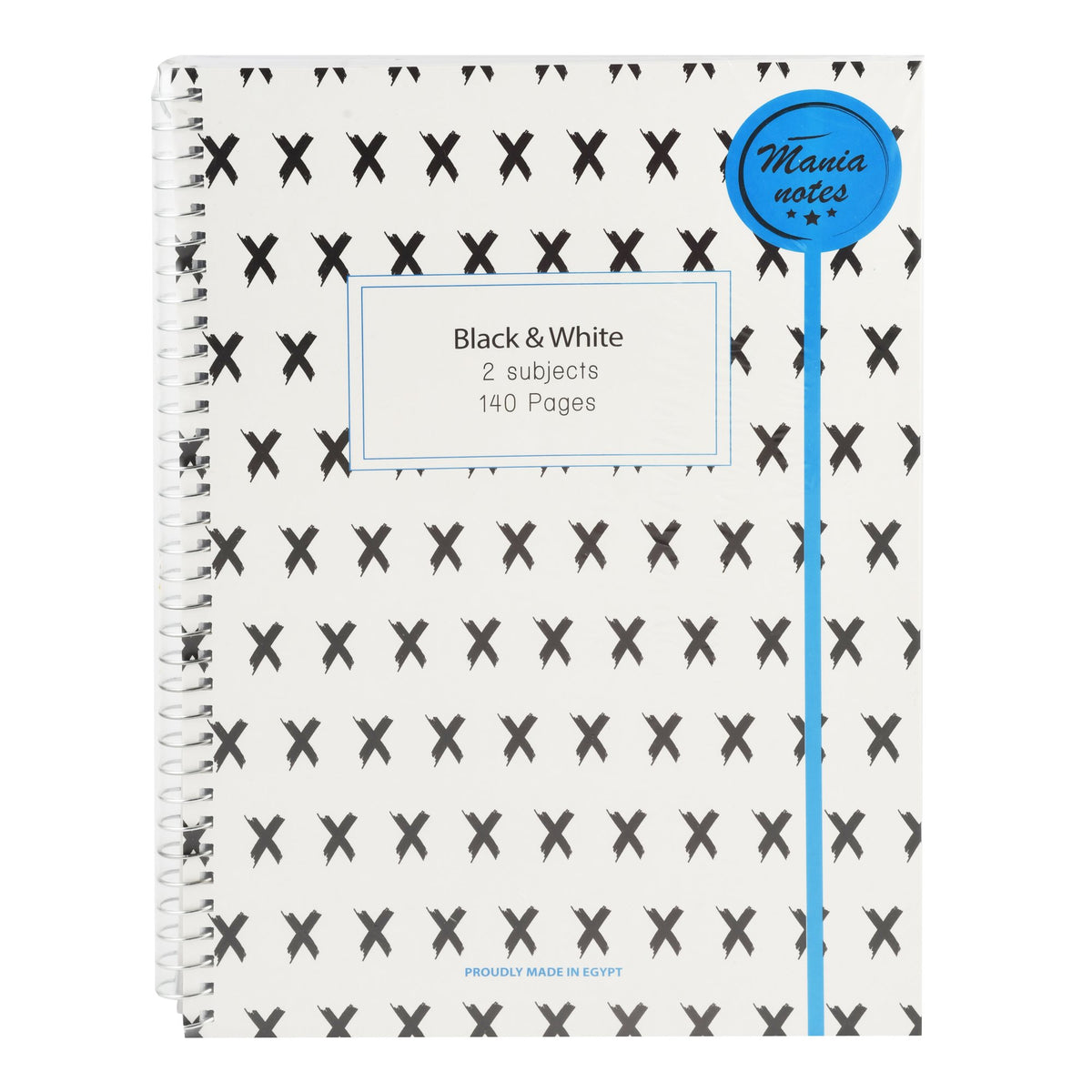 Mania Notes Black & White Notebook – 2 Subjects, 140 Pages