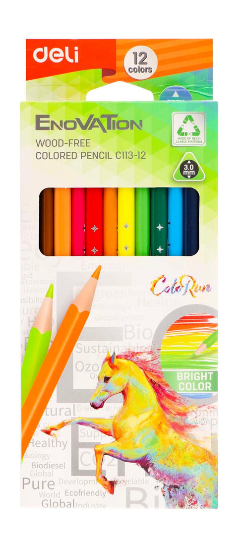 Deli Wooden Colored Pencils – 12 Colors, C113-12