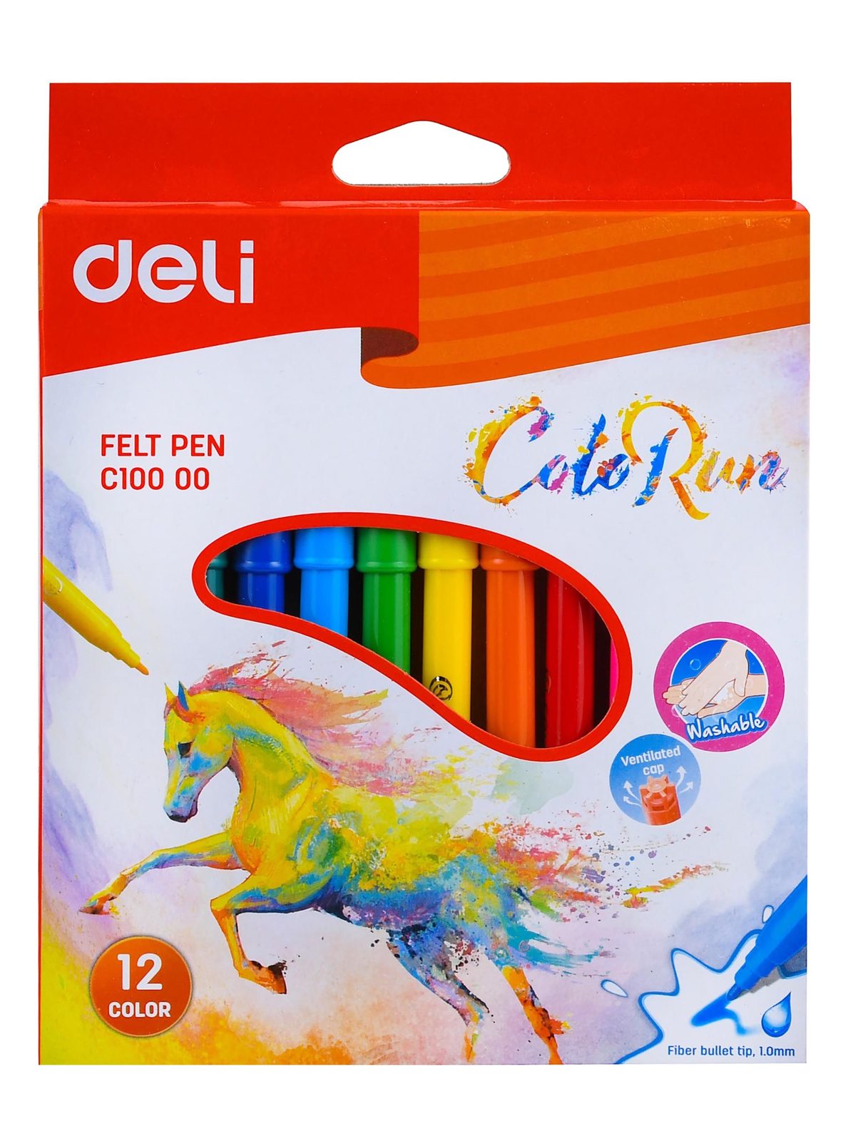 Deli Felt-Tip Markers – 12 Colors, C10000