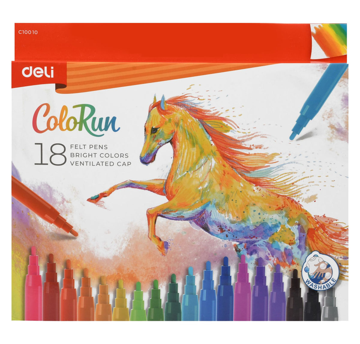 Deli Felt-Tip Markers – 18 Colors, C10010