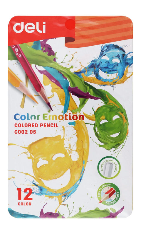Deli Colored Pencils – 12 Colors, Metal Tin
