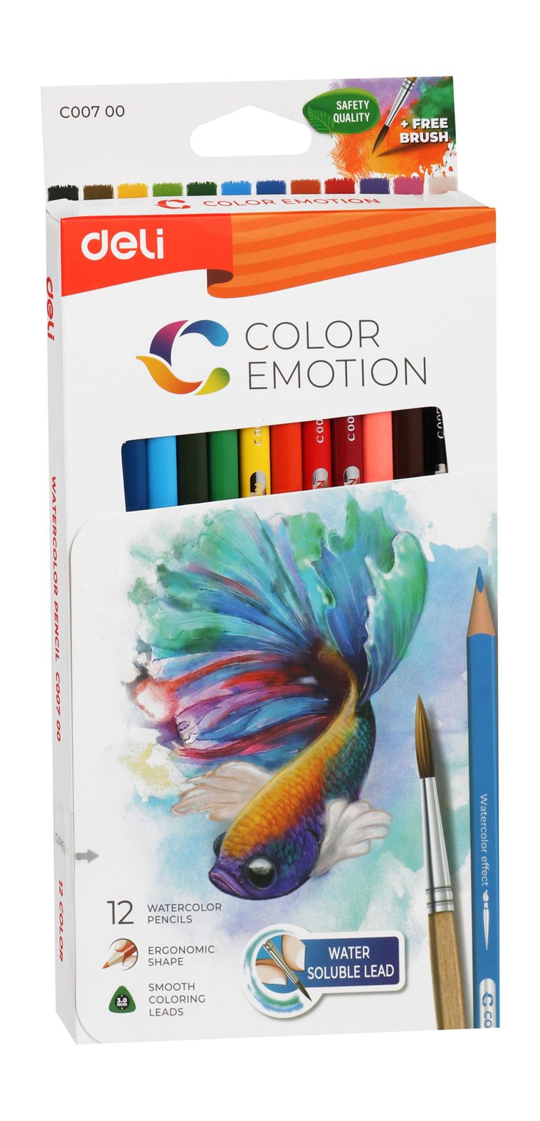 Deli Wooden Colored Pencils – 12 Colors, 00700