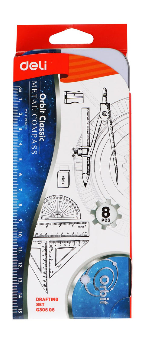 Deli Geometry Set – 8 Pieces, 30505