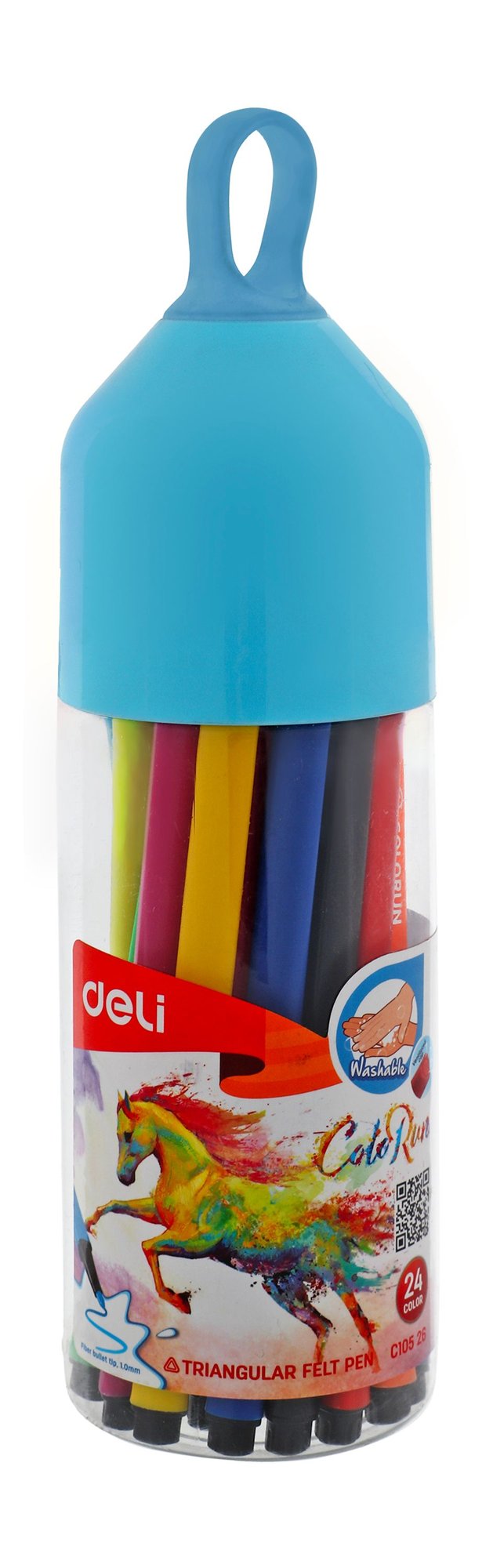 Deli Colorun Assorted Ink Triangular Felt Tip Pens