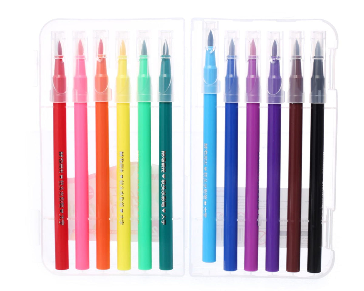 M&G Brush-Tip Felt Markers – 12 Colors, ACP901CC