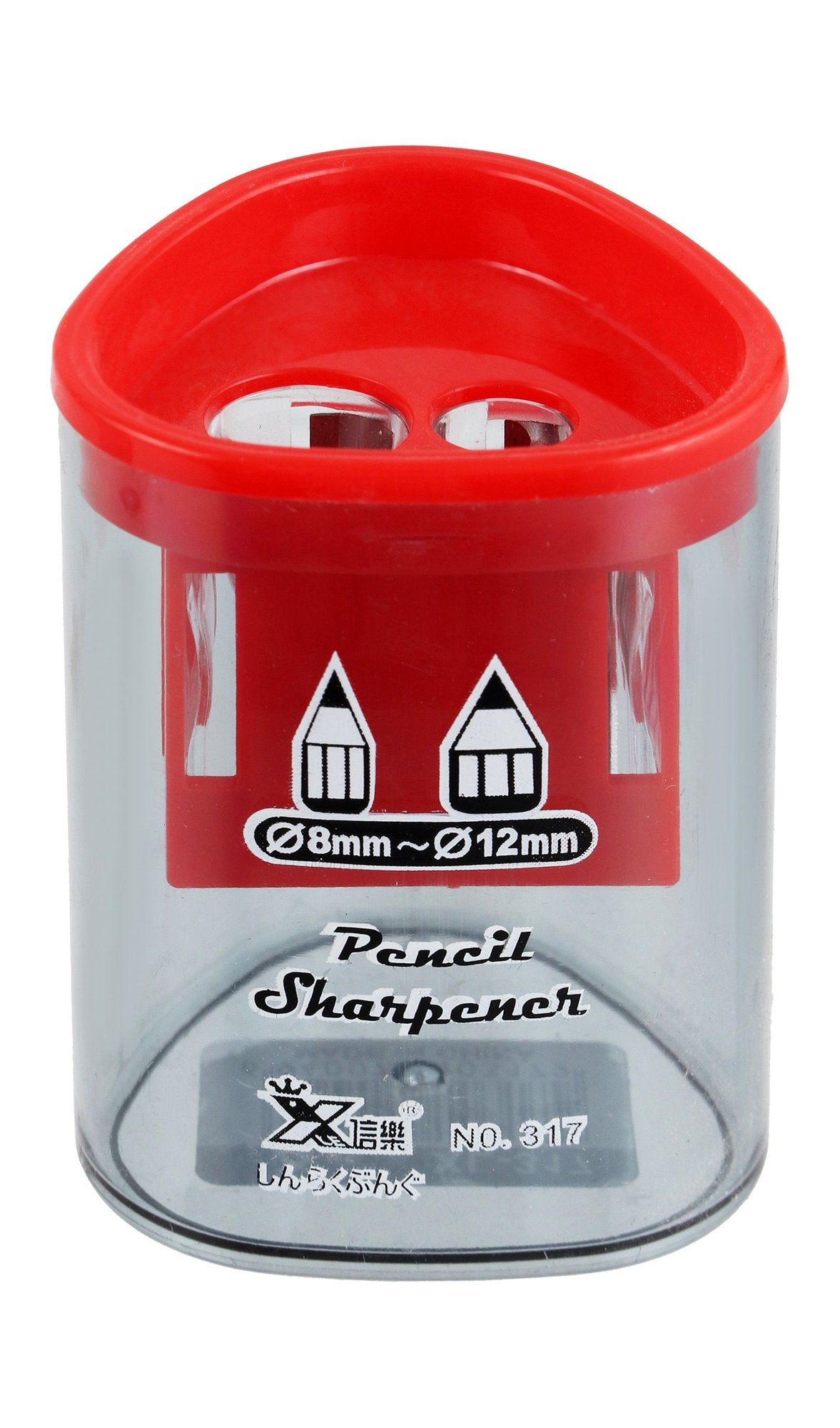 Xinle Clear & Blue 8-12mm 2 Hole Pencil Sharpener