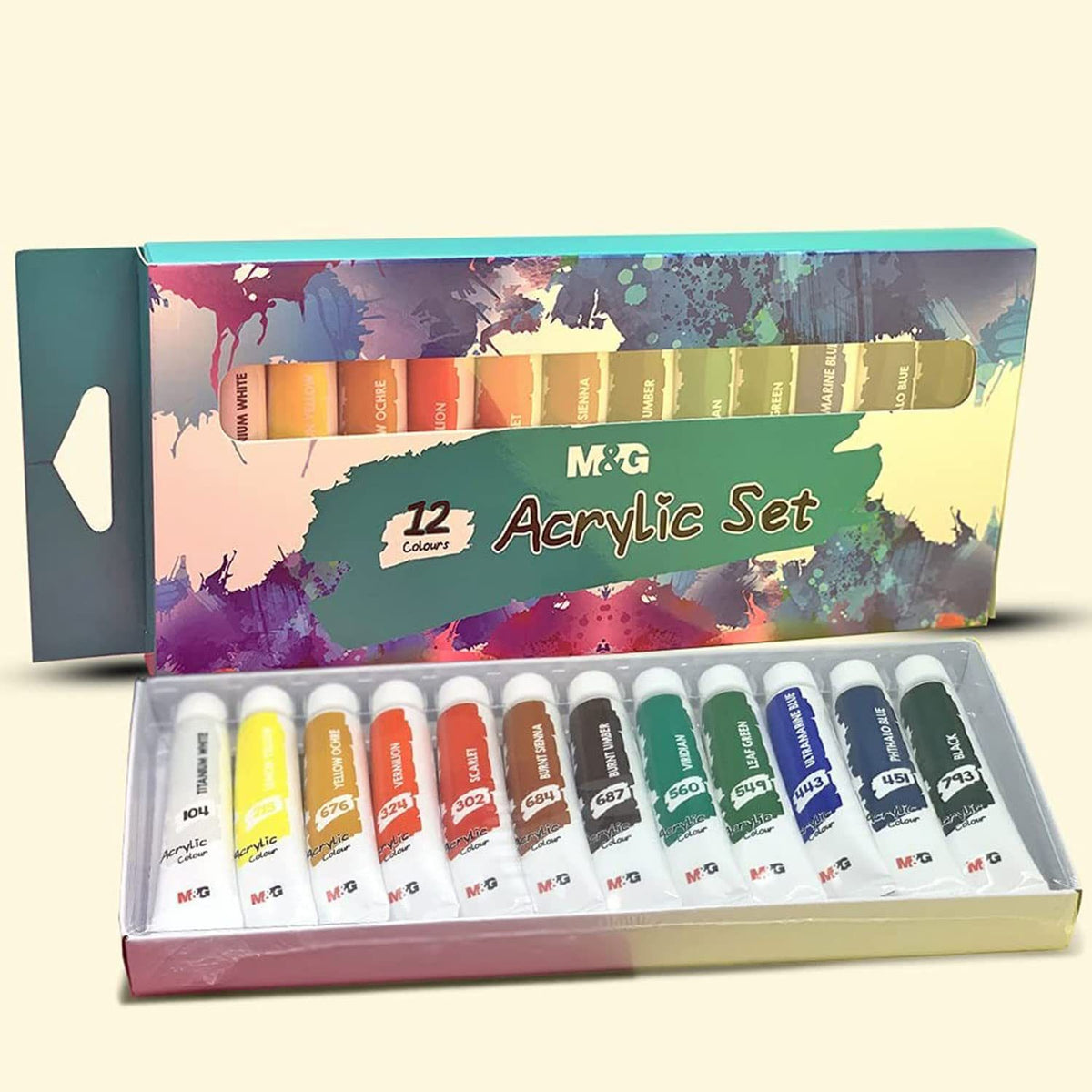 M&G Acrylic Paint Tubes – 12 Colors, 12 ml