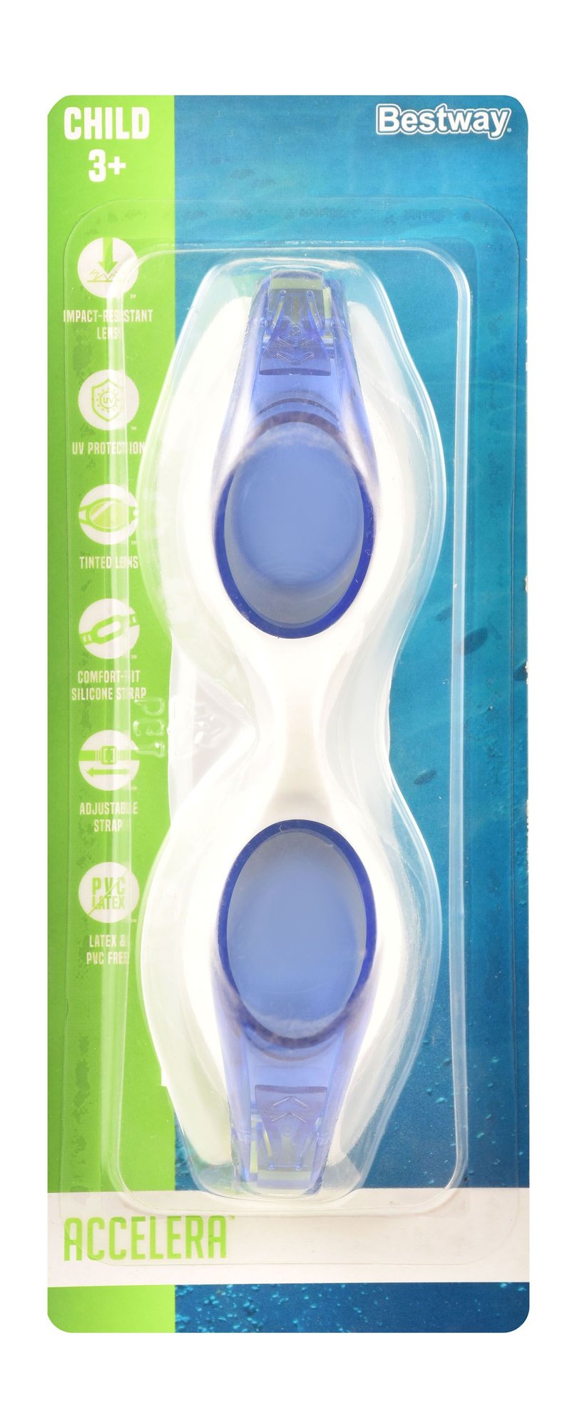 Bestway Accelera Green & White Swimming Goggles for Kids