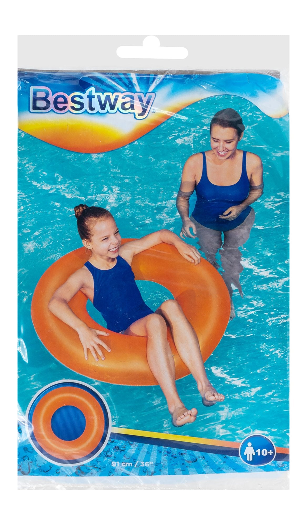 Bestway Frosted Neon Orange 91cm Inflatable Swimming Ring