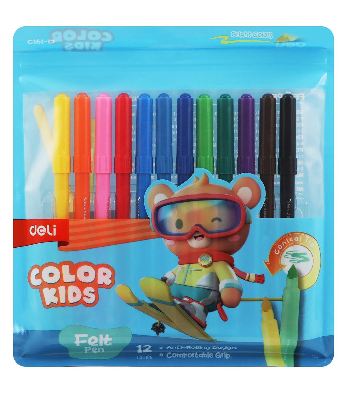 Deli Felt-Tip Markers – 12 Colors