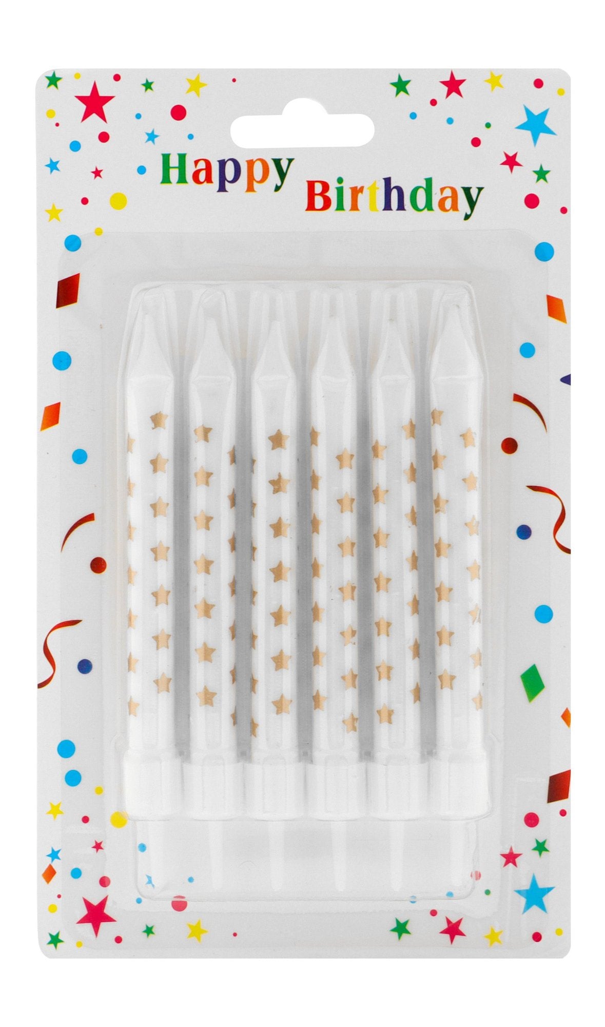 White & Silver Birthday Candles with Holders