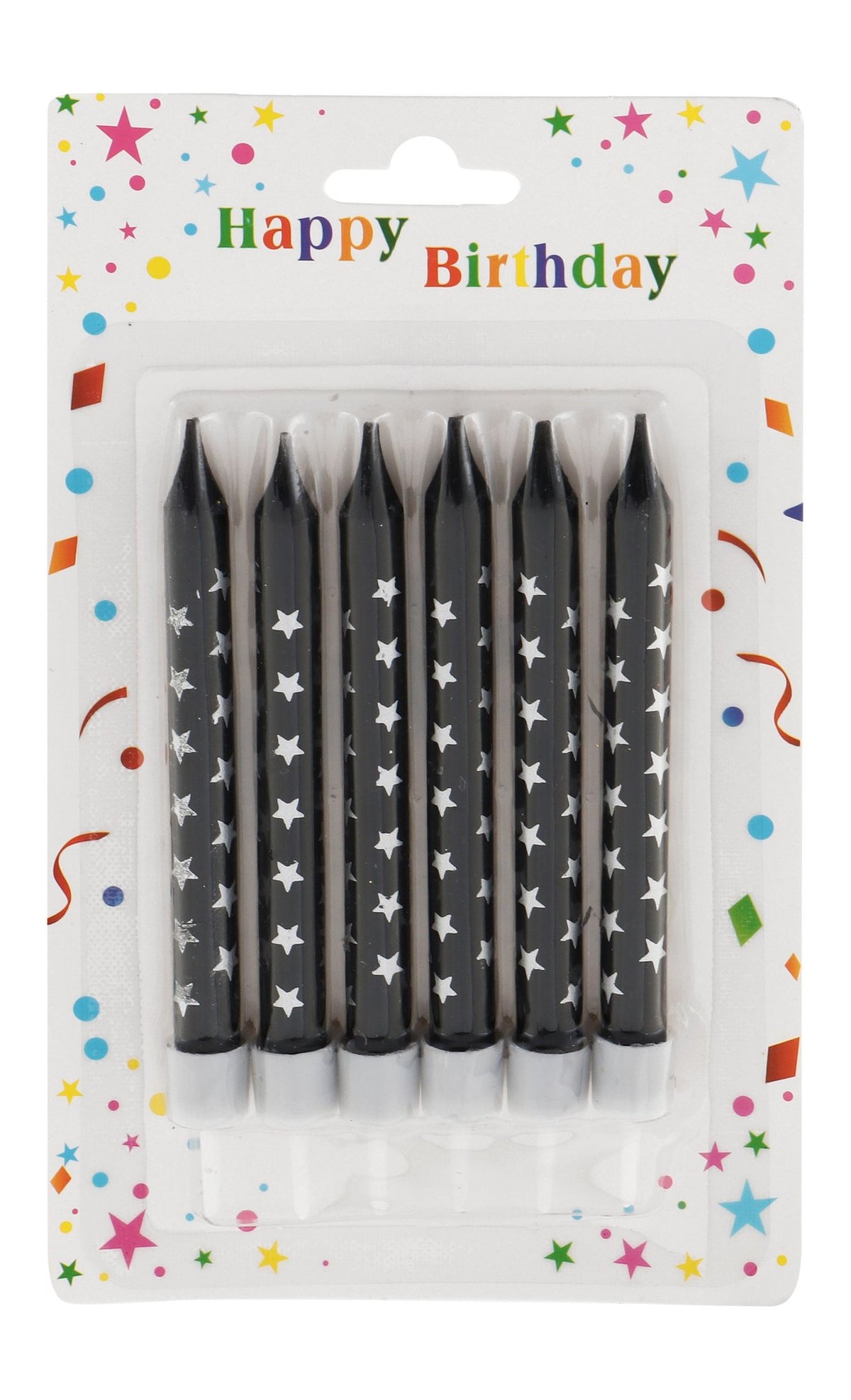 White & Silver Birthday Candles with Holders