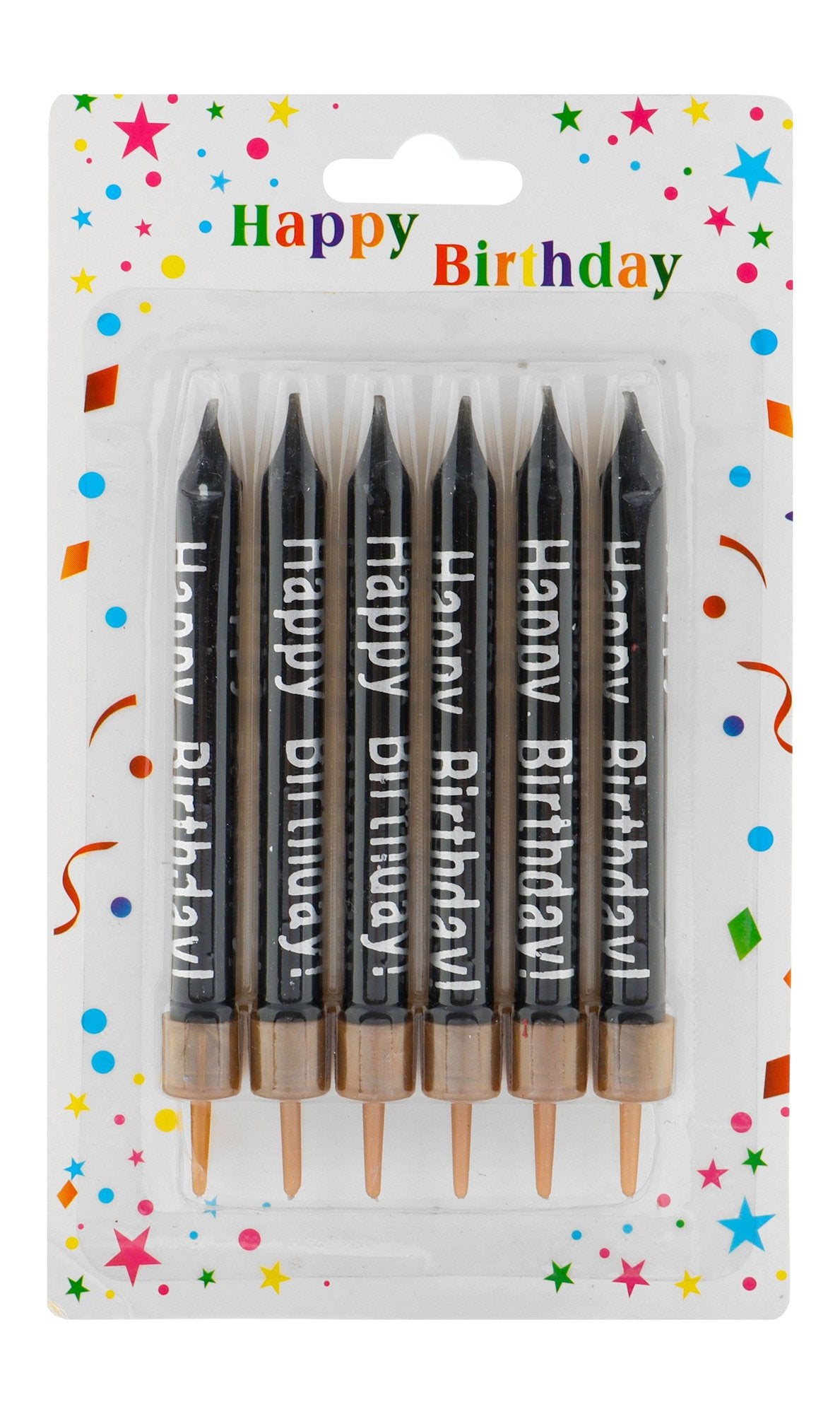 White & Silver Birthday Candles with Holders