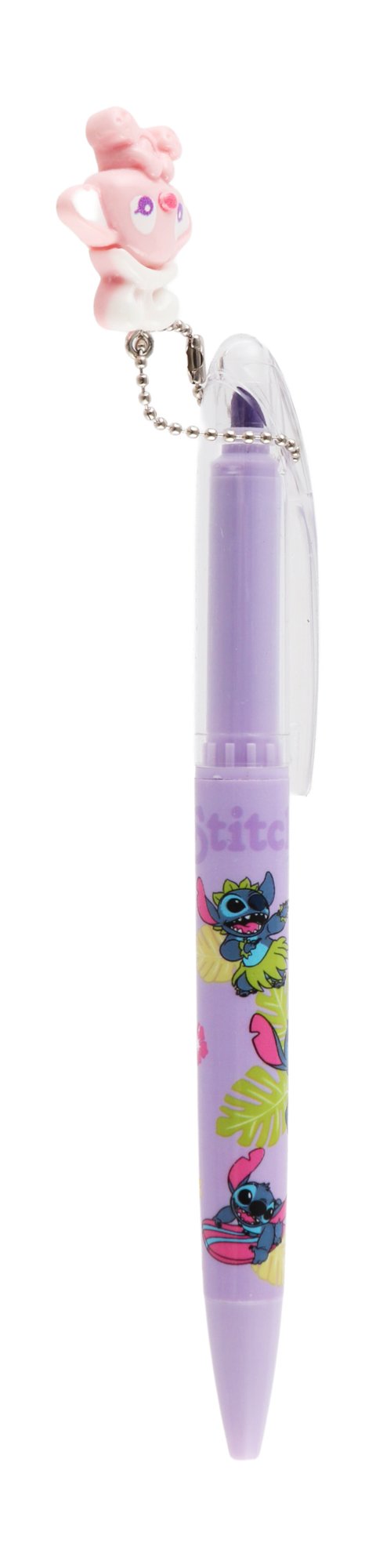 2in1 0.7mm Blue Ink Pen & Purple Ink Marker with Stitch Shaped Keychain