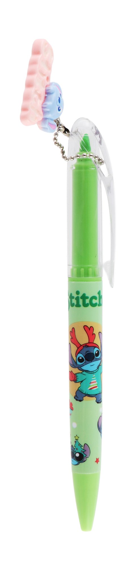 2in1 0.7mm Blue Ink Pen & Purple Ink Marker with Stitch Shaped Keychain